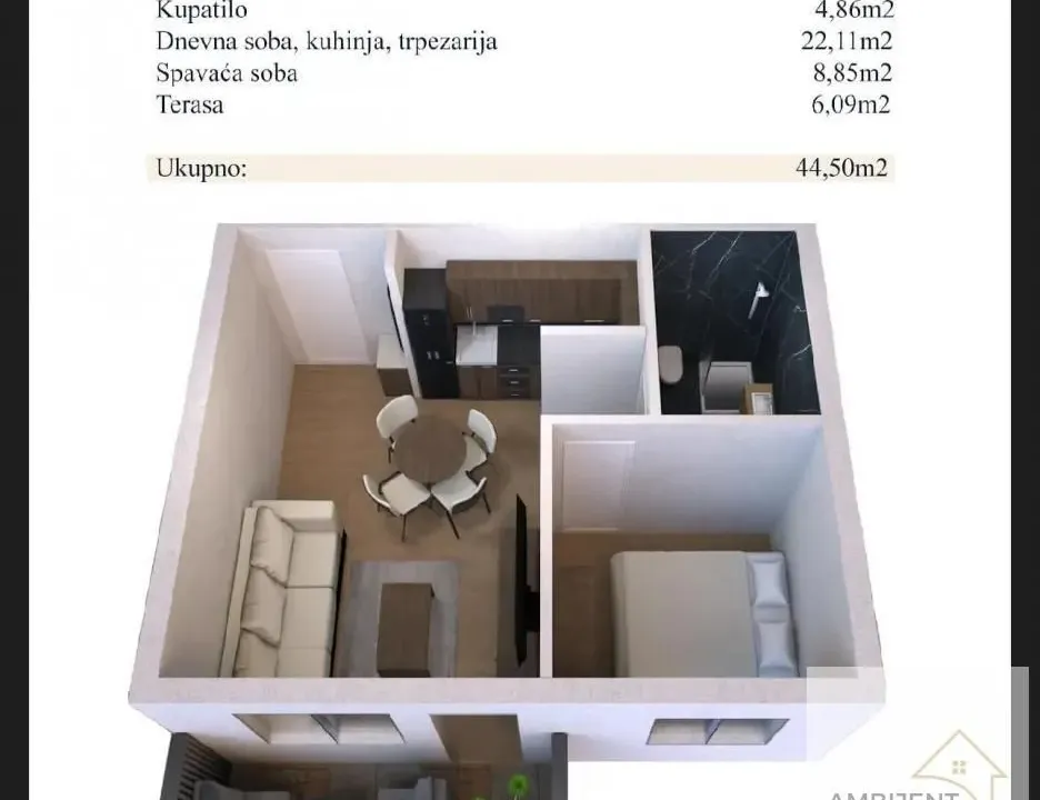 Prodaja, dvosoban stan, 44m², Novi Banovci, Stara Pazova