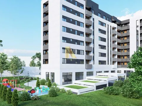 Eksterijer moderne stambene zgrade sa uređenim dvorištem i igralištem. - image 6