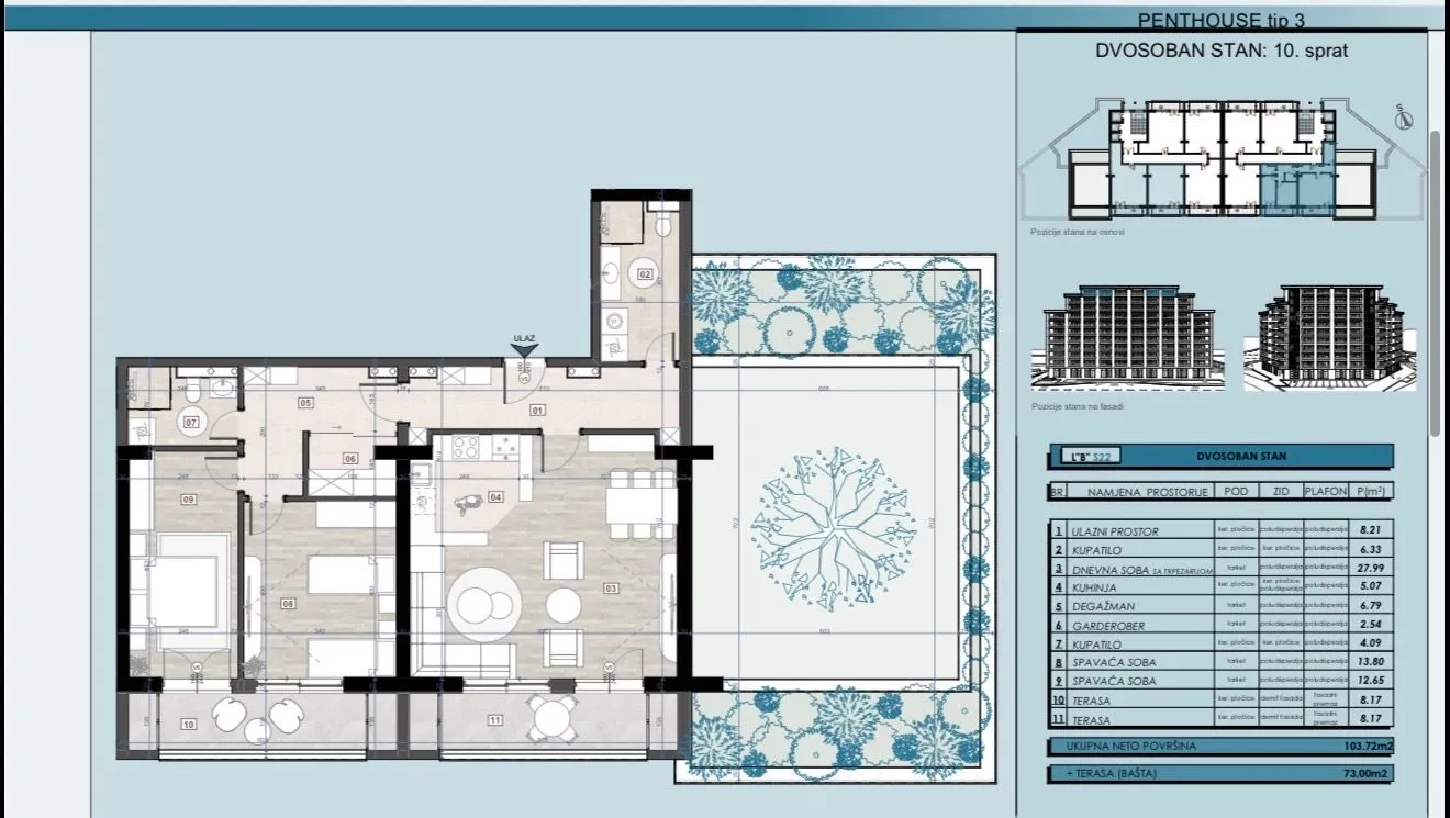 Sale, two bedroom apartment, 103m², Centar, Bar