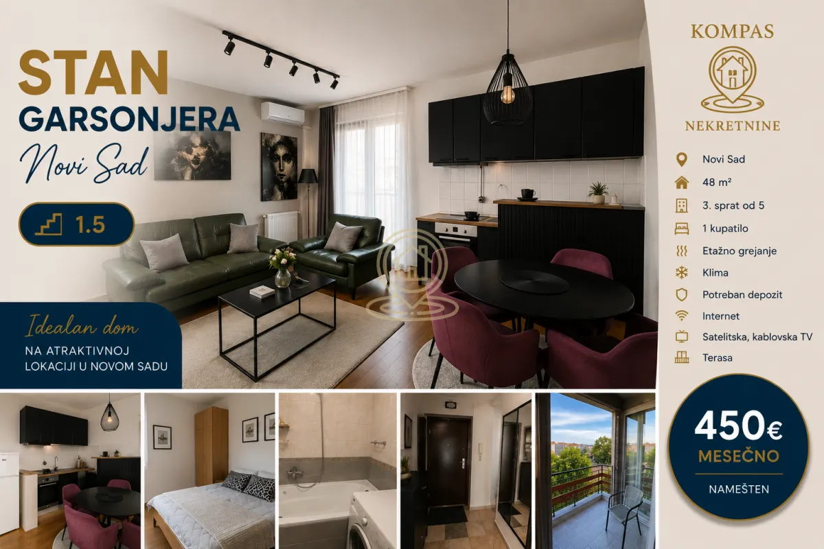 Rent, one bedroom apartment, 48m², Bulevar Oslobodjenja, Novi Sad Sve Podlokacije