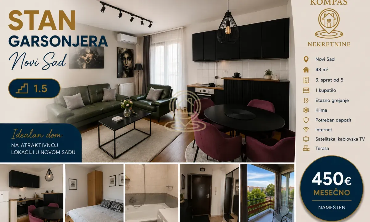 Rent, one bedroom apartment, 48m², Bulevar Oslobodjenja, Novi Sad Sve Podlokacije