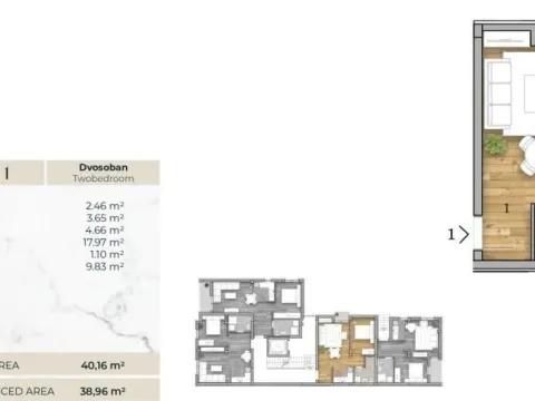 Sale, two bedroom apartment, 44m², Telep, Novi Sad Sve Podlokacije - image 11