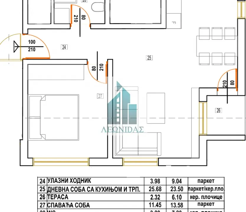 Sale, one bedroom apartment, 46m², Donja Vrežina, Niš