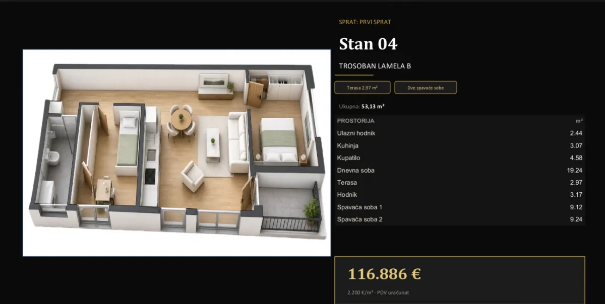 Prodaja, trosoban stan, 53m², Adice, Novi Sad Sve Podlokacije