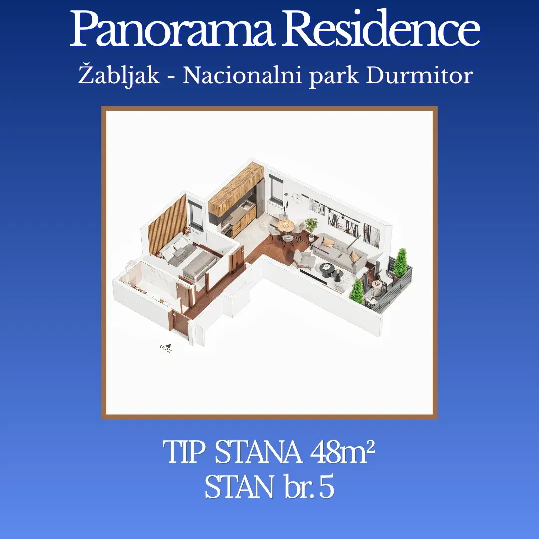 Sale, two bedroom apartment, 48m², Centar, Žabljak