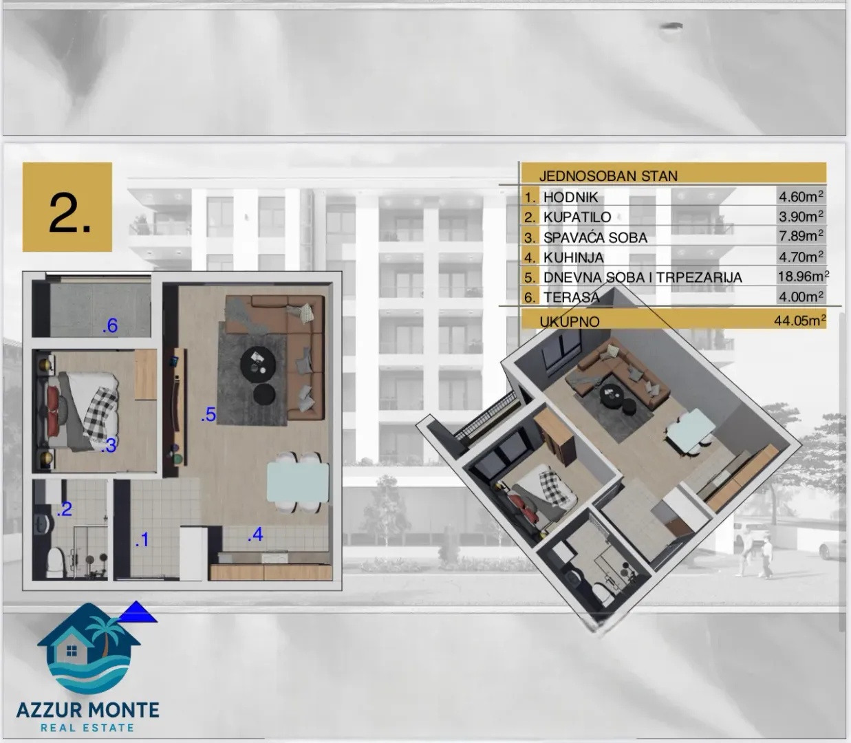 Floor plan of a one-bedroom apartment with room layout and square footage.