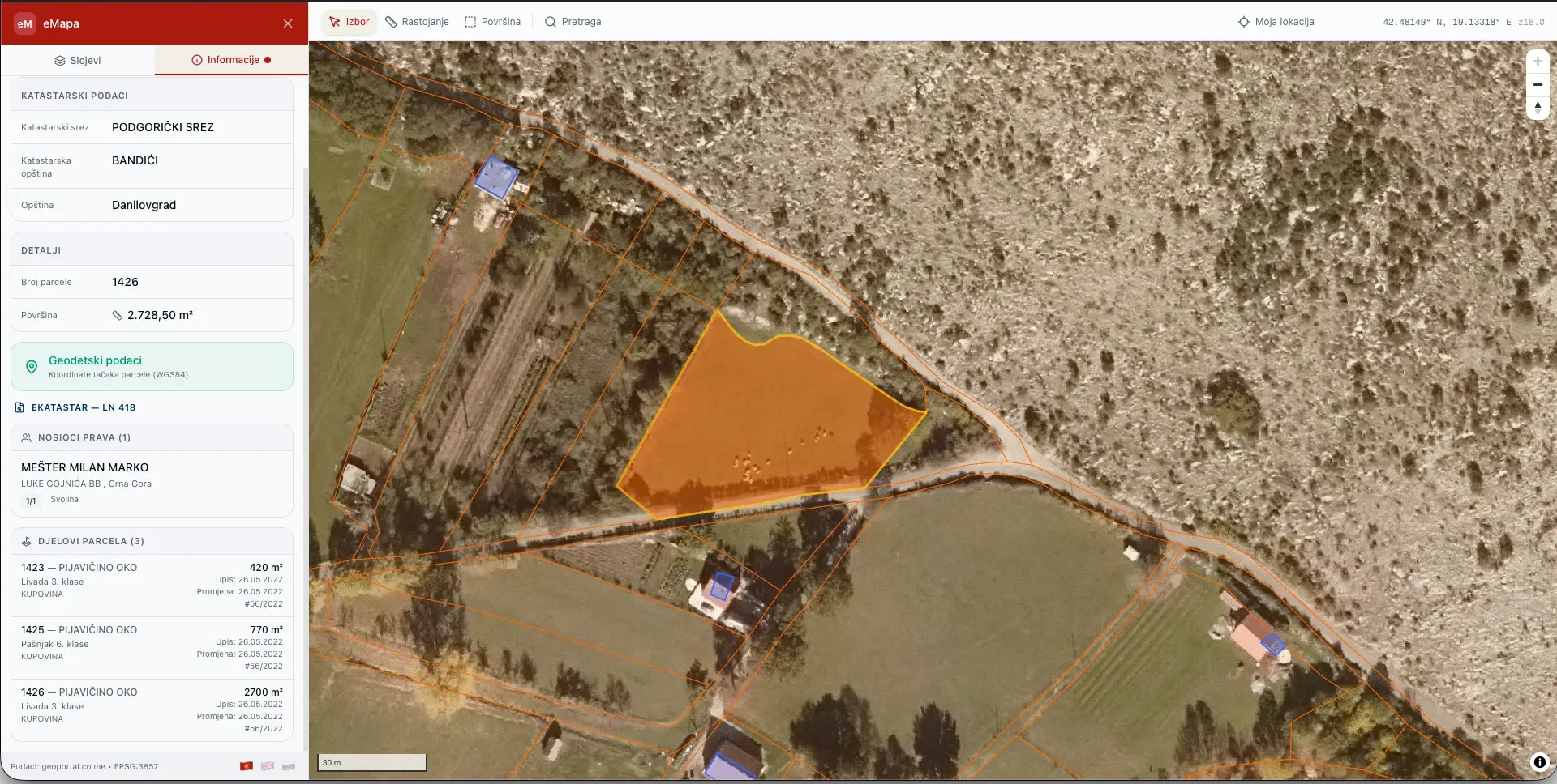 Prodaja, plac, 3890m², Bandići, Danilovgrad