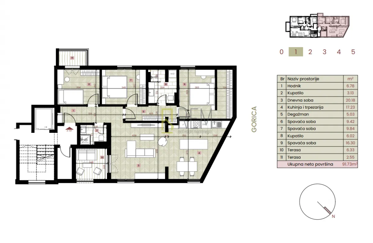 Prodaja, trosoban stan, 92m², Gorica C, Podgorica