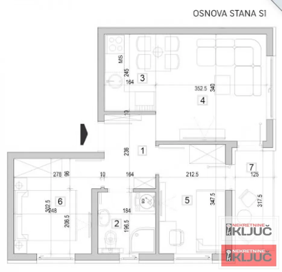 Sale, two bedroom apartment, 43m², Adice, Novi Sad Sve Podlokacije