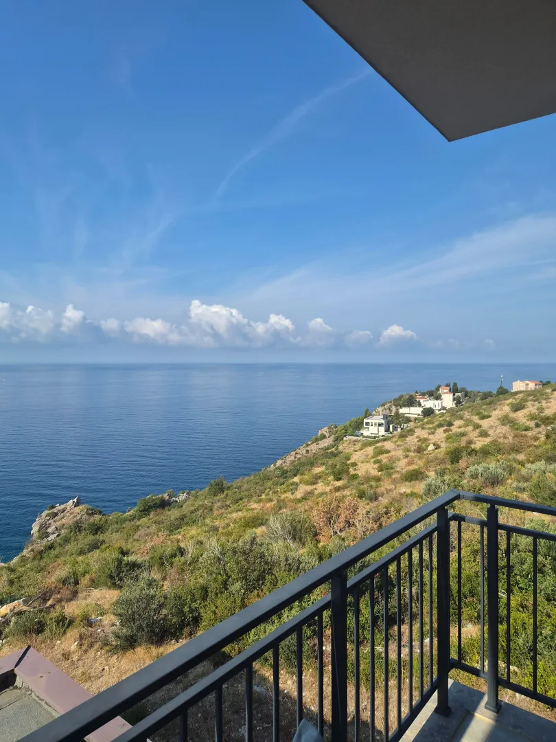 View of the sea and coastline from the terrace.