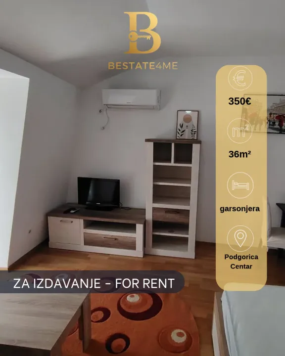 Rent, studio apartment, 36m², Centar, Podgorica