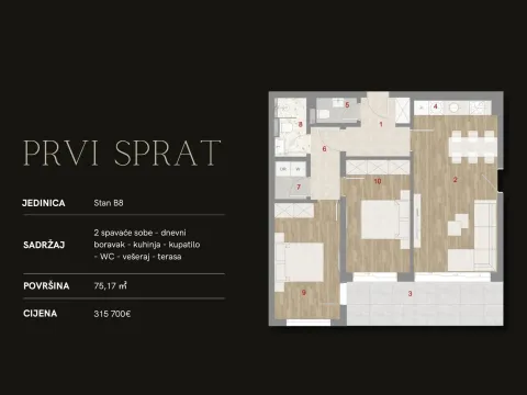 Sale, two bedroom apartment, 59m², Muo, Kotor - image 9