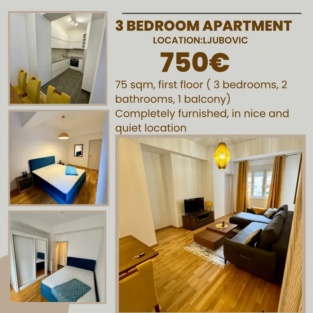 Izdavanje, trosoban stan, 75m², Ljubović, Podgorica