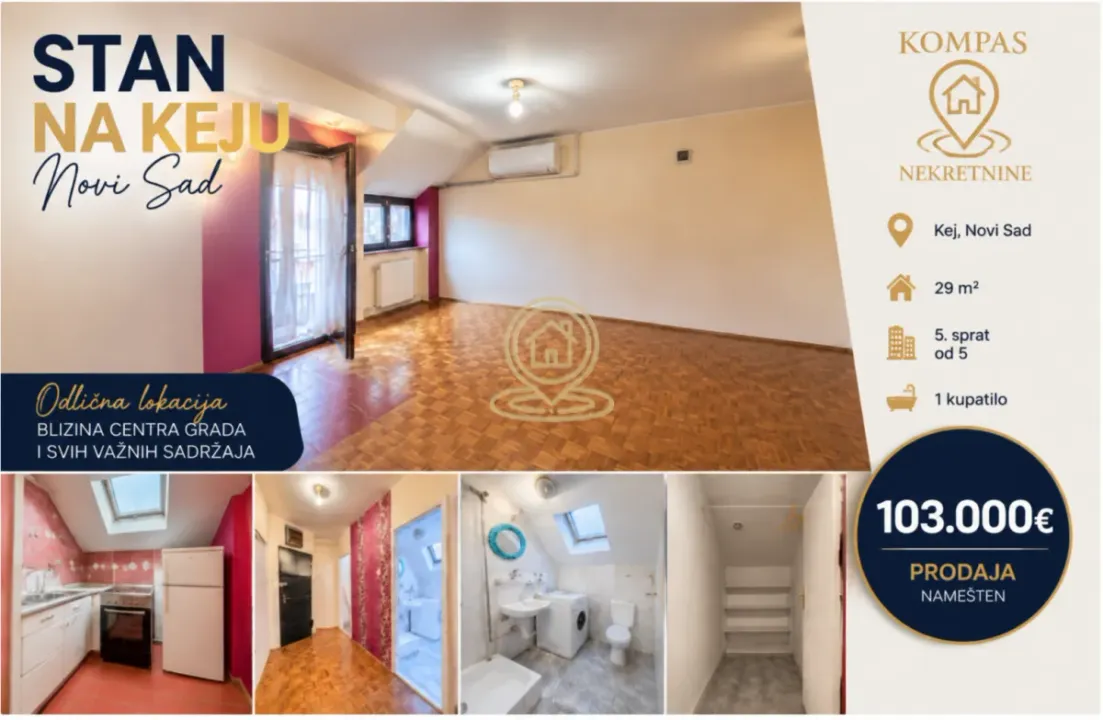 Prodaja, garsonjera, 29m², Kej, Novi Sad Sve Podlokacije