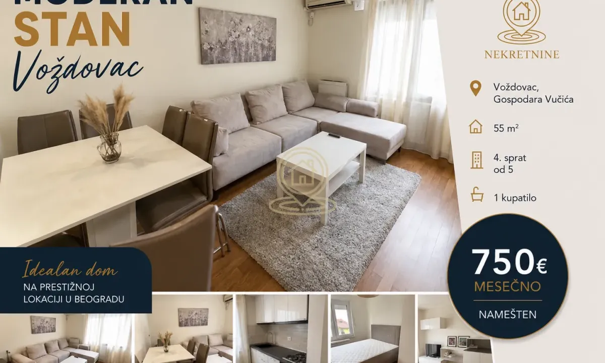 Rent, two bedroom apartment, 55m², Voždovac Sve Podlokacije, Beograd