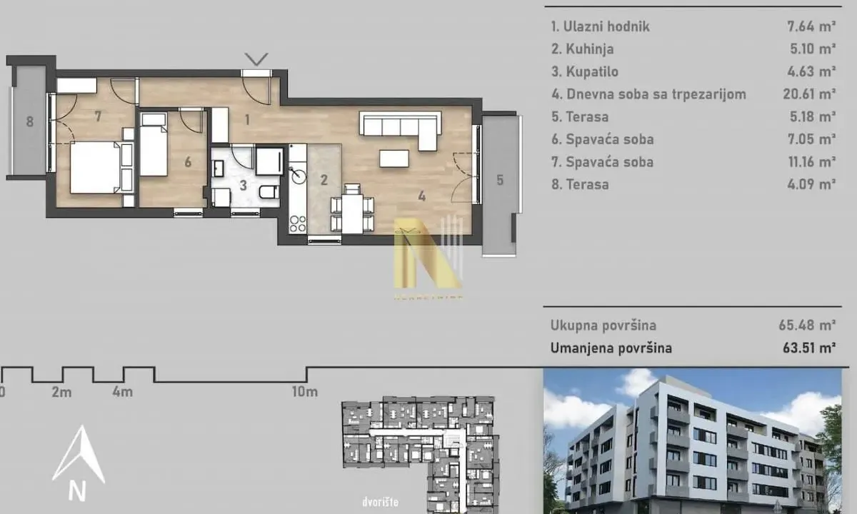 Sale, three bedroom apartment, 65m², Salajka, Novi Sad Sve Podlokacije