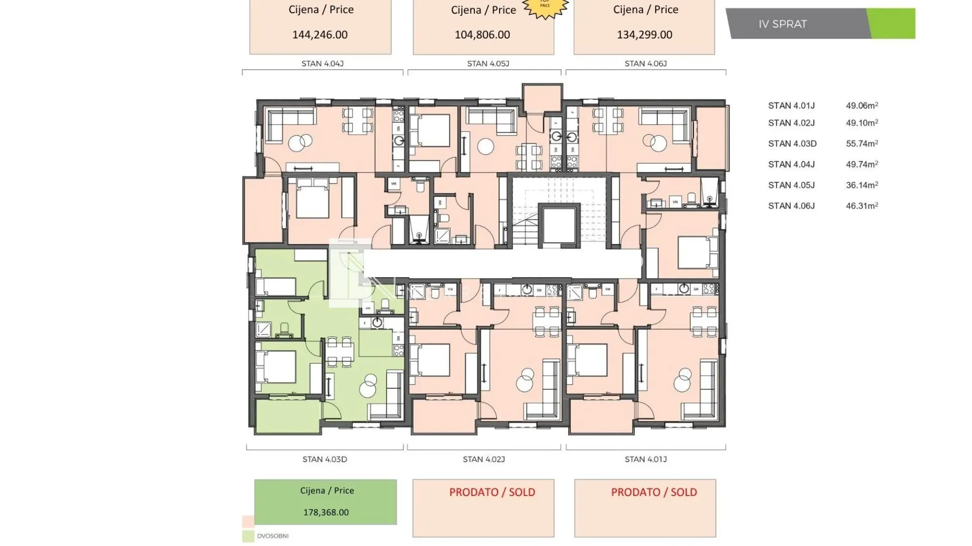 Prodaja, jednosoban stan, 36m², Bijela, Herceg Novi