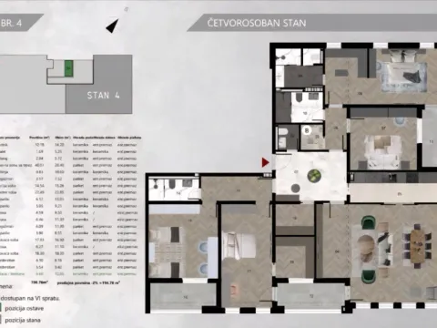 Sale, four bedroom apartment, 195m², Centar, Podgorica - image 11