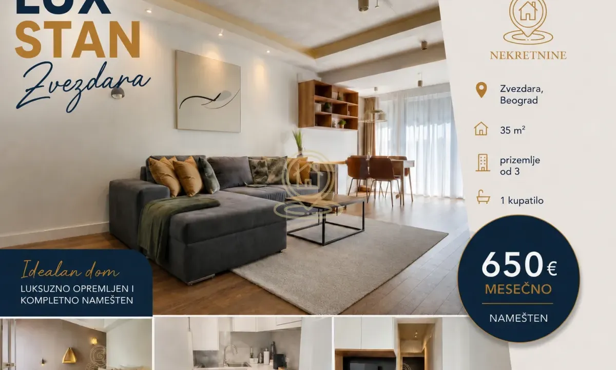 Rent, two bedroom apartment, 35m², Kluz, Zvezdara Sve Podlokacije