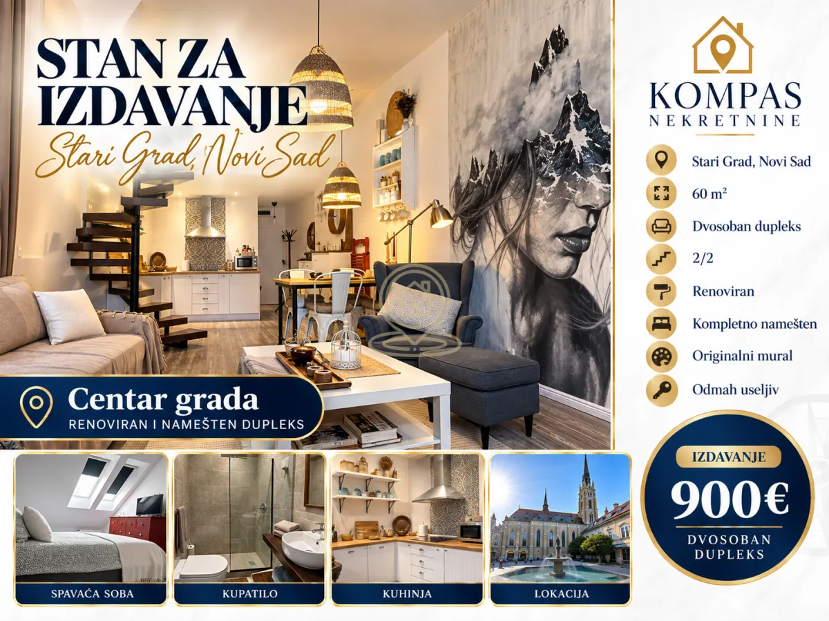 Moderan open-space dnevni boravak sa trpezarijom i kuhinjom u pozadini.