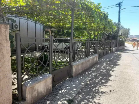 Metalna kapija i dvorište sa nadstrešnicom od vinove loze. - image 7