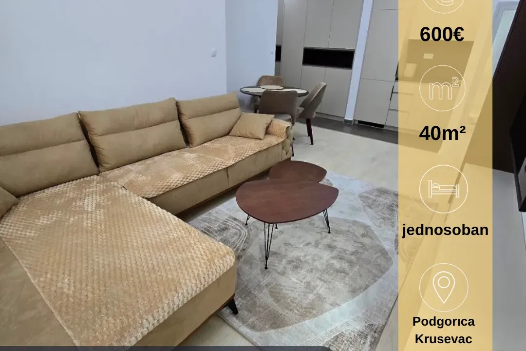 Rent, one bedroom apartment, 40m², Kruševac, Podgorica