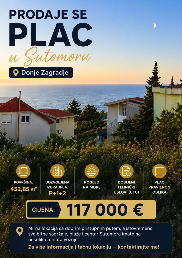 Sale, land lot, 452m², Zagrađe, Bar