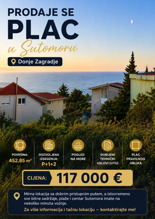 Prodaja, plac, 452m², Zagrađe, Bar