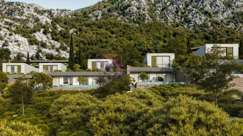 Pogled na spoljašnjost kompleksa modernih vila smještenih u prirodi. - image 8