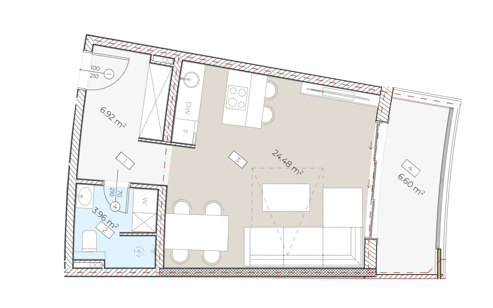 Sale, one bedroom apartment, 42m², Bečići, Budva