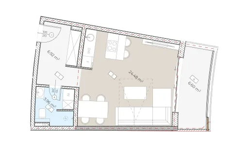 Sale, one bedroom apartment, 42m², Bečići, Budva - image 9