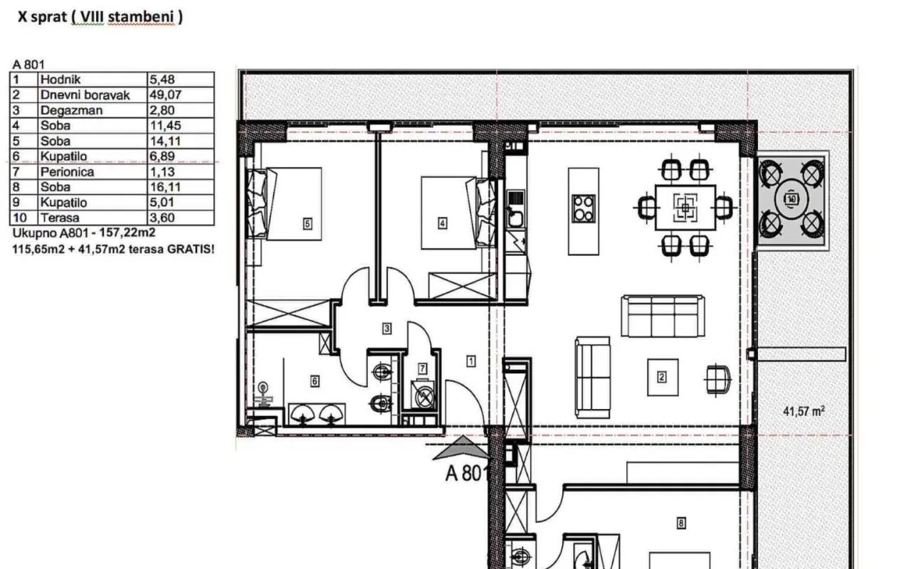 Sale, three bedroom apartment, 157m², Budva, Crna Gora