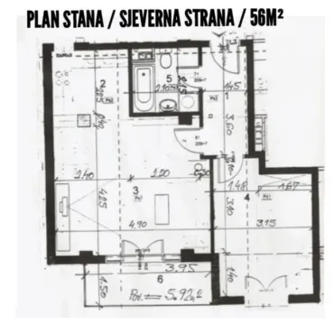 Osnova stana sa rasporedom prostorija i dimenzijama. - image 11
