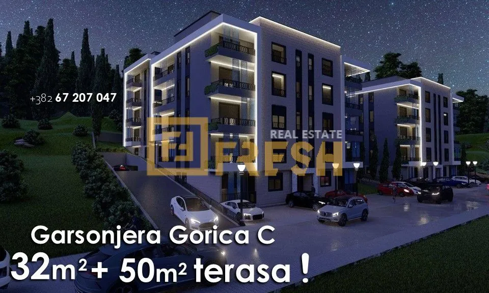 Prodaja, garsonjera, 32m², Gorica C, Podgorica