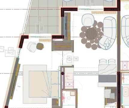 Detailed architectural floor plan of the property showing room layout and furniture placement. - image 2