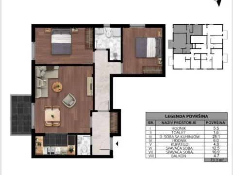 Prodaja, jednosoban stan, 50m², Zagorič, Podgorica - image 3