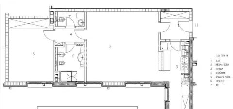Architectural floor plan of the apartment with labeled rooms. - image 9