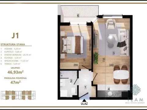 Sale, one bedroom apartment, 47m², Zagorič, Podgorica - image 3