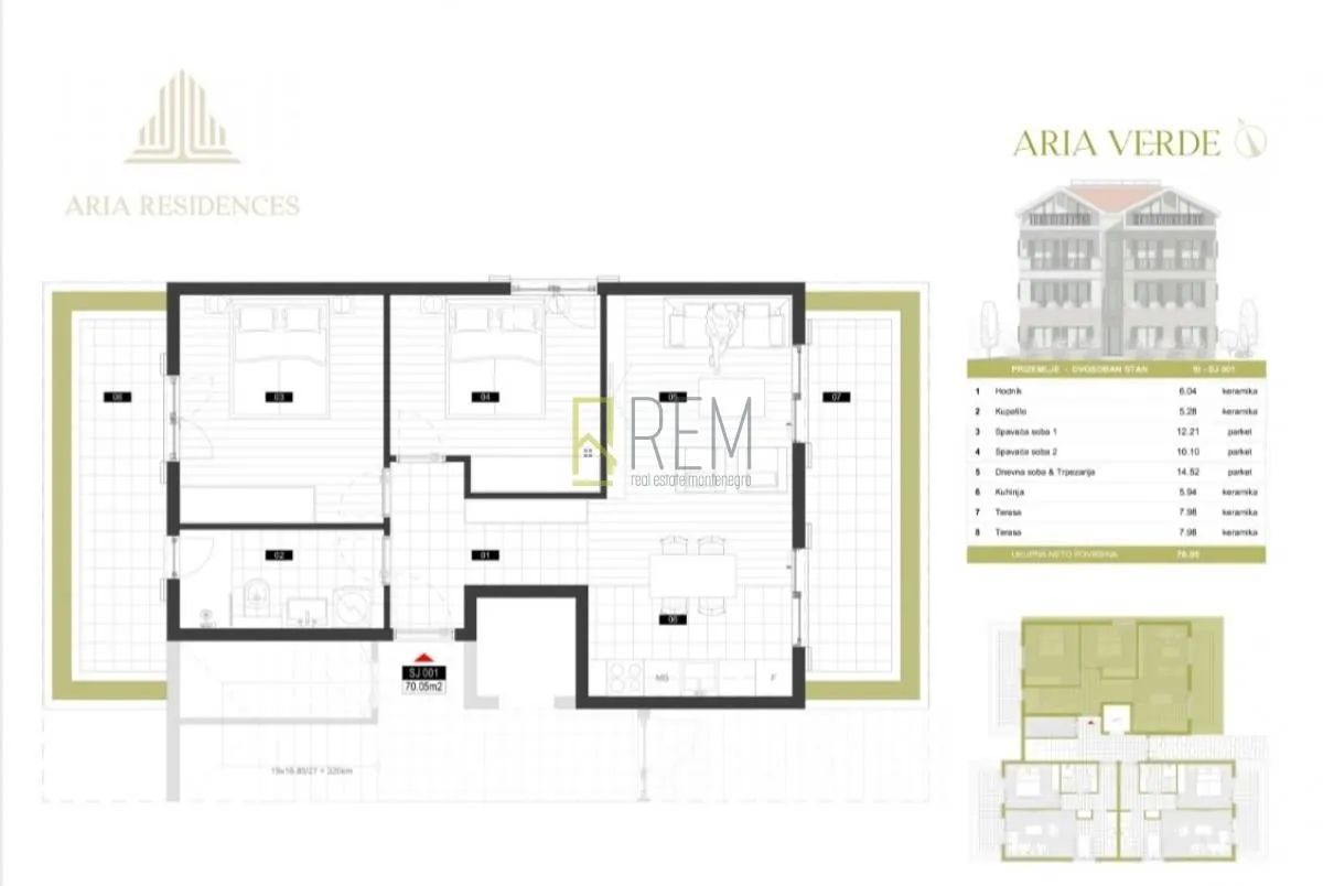 Prodaja, dvosoban stan, 60m², Mrčevac, Tivat