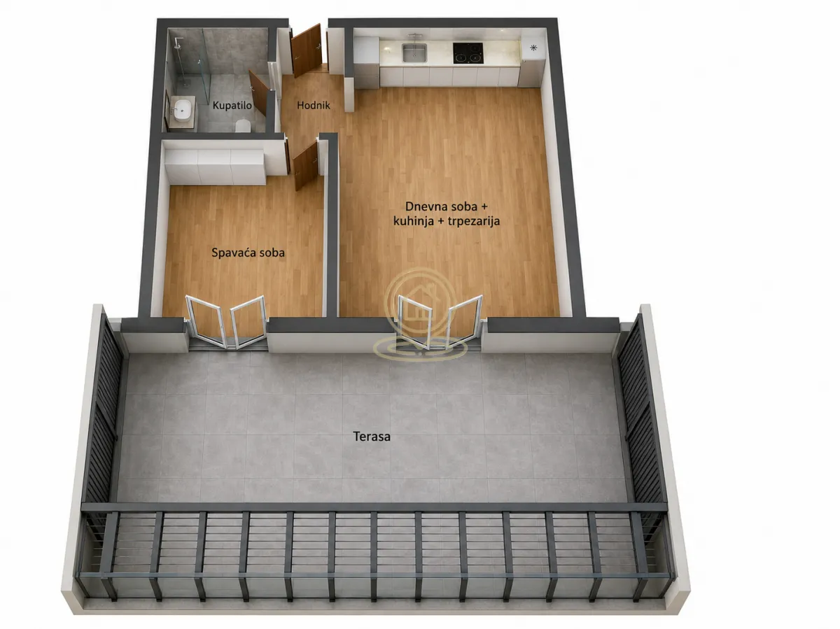 Sale, two bedroom apartment, 43m², Bubanj, Kragujevac