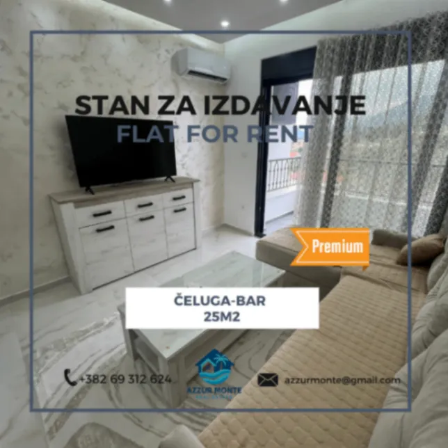 Izdavanje, garsonjera, 25m², Čeluga, Bar