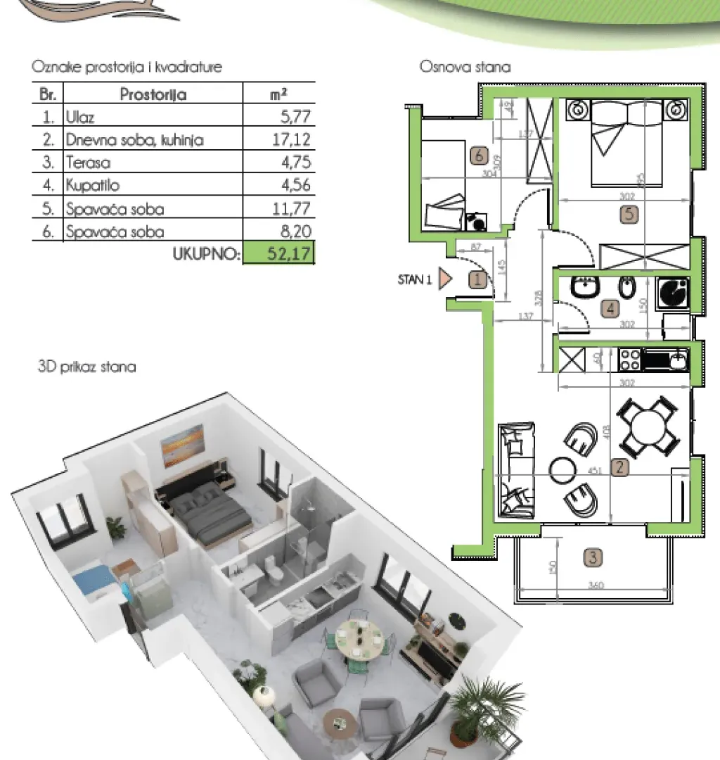 Prodaja, dvosoban stan, 52m², Dobrota, Kotor