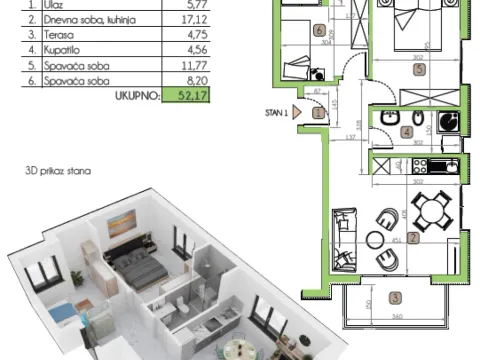 Prodaja, dvosoban stan, 52m², Dobrota, Kotor - image 4