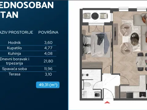 Prodaja, jednosoban stan, 48m², Čeluga, Bar - image 7