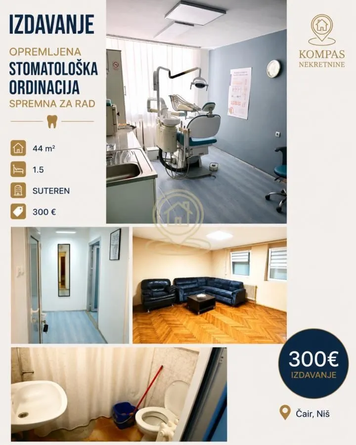 Izdavanje, poslovni prostor, 44m², Medijana, Niš