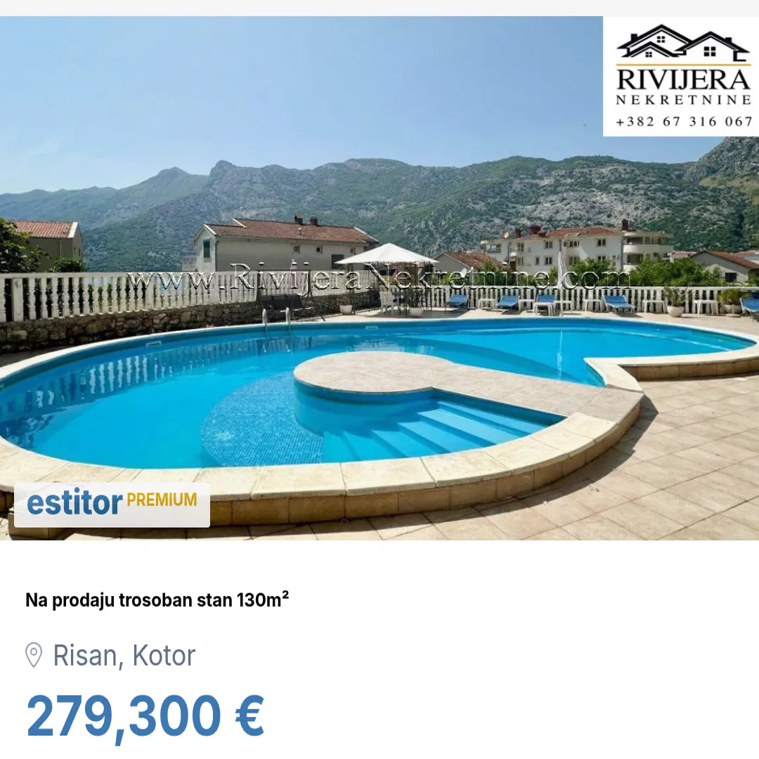 Prodaja, trosoban stan, 130m², Risan, Kotor