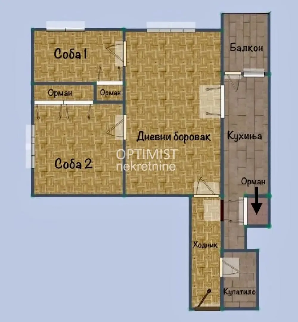 Sale, two bedroom apartment, 61m², Stari Merkator, Novi Beograd Sve Podlokacije