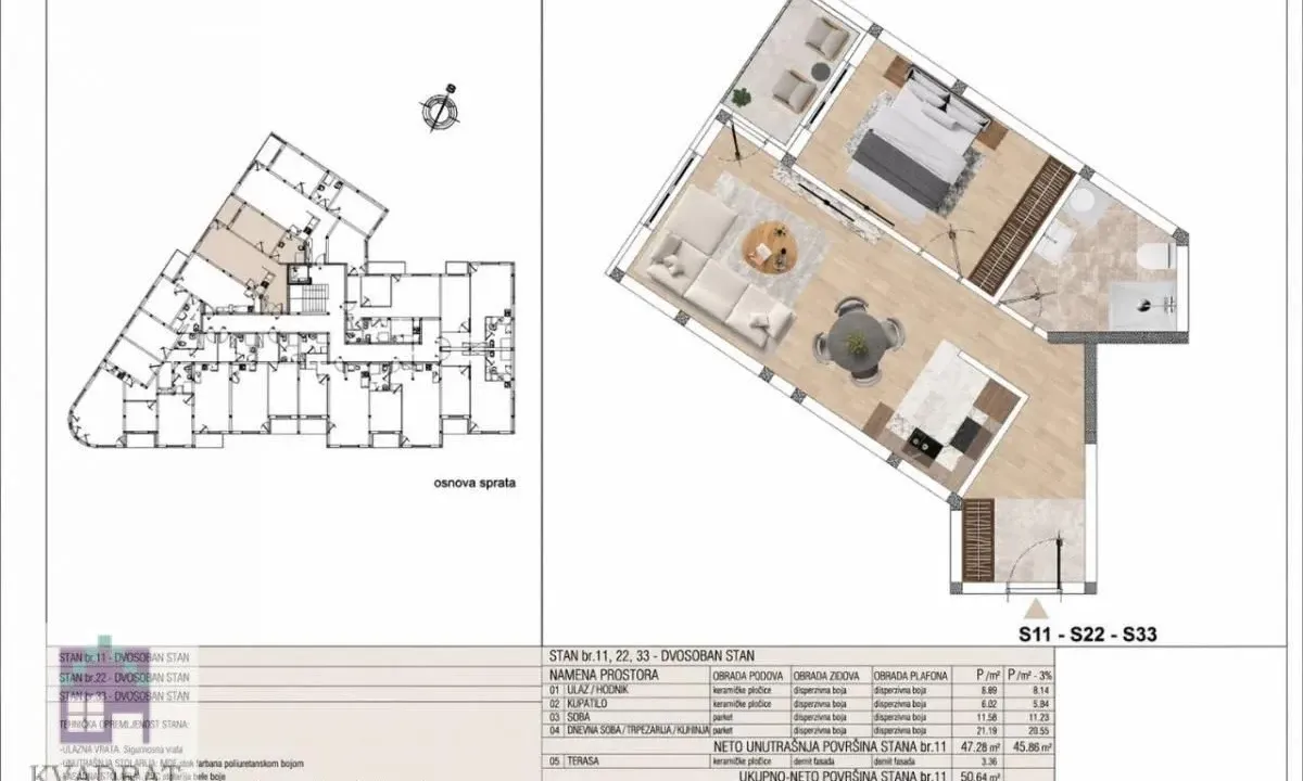 Prodaja, dvosoban stan, 49m², Obrenovac, Beograd