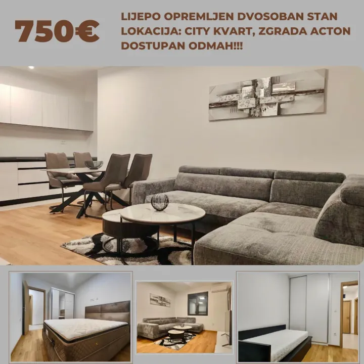 Rent, two bedroom apartment, 56m², City Kvart, Podgorica