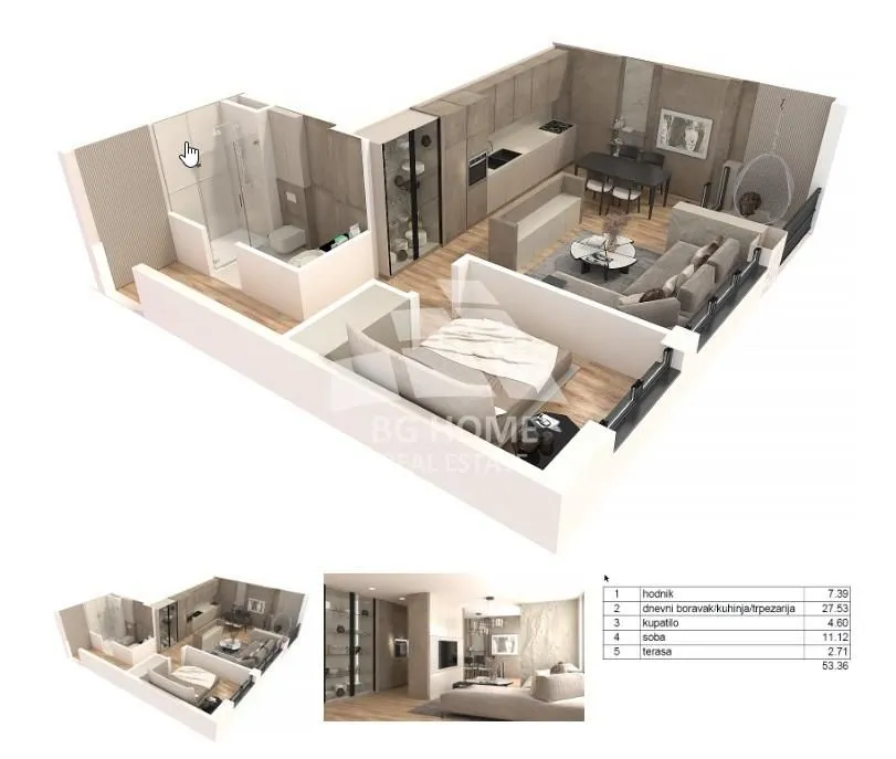 Sale, two bedroom apartment, 53m², Banovo Brdo, Beograd